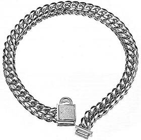 Aiyidi 713838773229 Pet Dog Collar Top Stainless Steel Chain Training 14mm Silver To