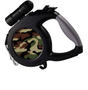 Best Dog Supplies For The Love Of Dogs 761371528394 Camo Leash - 26ft Retractable With Flashlight Medium To Large