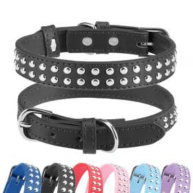 Bingpet Ba2006c11 Ba2006 Adjustable Dog Real Split Leather Studded Pet Collar Dura