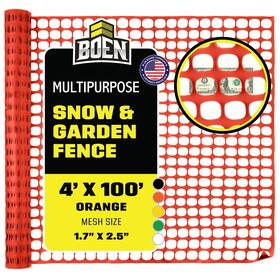 Boen Sf-4100 4ft X 100ft Orange Temporary Fencing Mesh Snow Fence Plastic Safety Gar