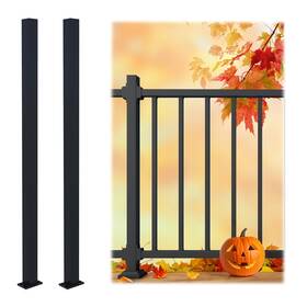 Chr Tmnhb2p-38 Fence And Rail Handrail Post 2pcs 38 Inch Wrought Iron Black Metal Railing Pos