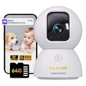 Cinmoore Cm-c2u 3k Pet/dog Camera Indoor With Phone App No Monthly Fee 64gb Local Storage And Ai