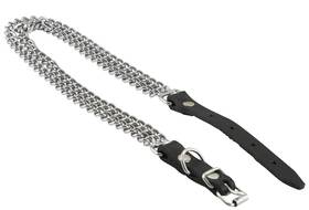 Dogs My Love Z-rymar-two-2-50 Double Metal Chain 1/2 Inch Wide Genuine Leather Straps Dog Collar 19 -21