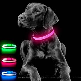 Domagiker 811483026810 Led Dog Collar Rechargeable - Waterproof Light Up Collars Adjustable Glo