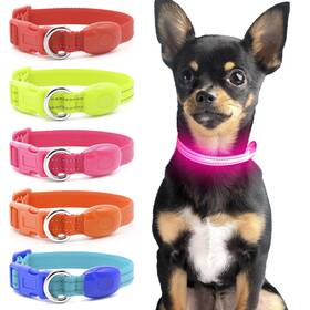 Domagiker Dogcollar001 Light Up Dog Collar - Reflective Led Puppy Rechargeable Glow In The D