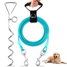 Evilplan Eajin00 Dog Tie Out Cable And Stake 30ft Outside Run Leash&chain With Hand