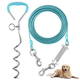 Evilplan Elue001 Dog Tie Out Cable And Stake 10ft Outside Run Leash&chain With Shock