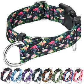 Fidohug Dbl001-a-flamingo-m Martingale Collar For Dogs With Buckle Adjustable Nylon Hawaiian Summer No Pu