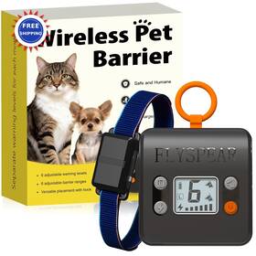Flyspear 682941187219 Wireless Cat Barrier Rechargeable Indoor 7 Ft Adjustable Range Radius