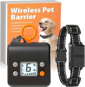 Flyspear 685366526885 Wireless Pet Barrier - Rechargeable Indoor With 6 Adjustable Range Ra