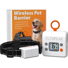 Flyspear B0fcx28xqc Wireless Pet Barrier - Rechargeable Indoor Fence 6 Adj. Range Levels