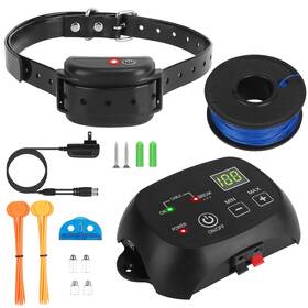 Fresh Fab Finds 729149872964 Dog Fence System 100 Levels Rechargeable Collar - Black