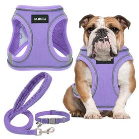 Gamuda H-c-l-l-001 Small Pet Harness Collar And Leash Set Step In No Chock Pull Linen