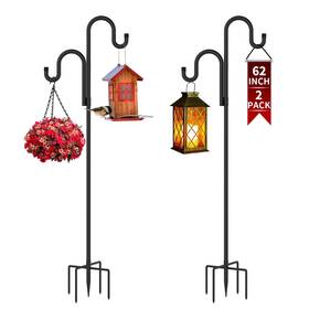 Gargentol 62-001 Double Shepherds Hooks For Outdoor Shepard Hook Bird Feeder Pole With 5 Pron