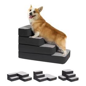 Garnpet Fdsg1 4-step Adjustable Dog Stairs For Beds Steps Small Dogs And Cats Fol