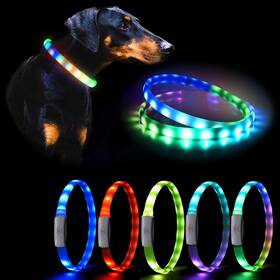 Gs Glowseen Gs008 Led Dog Collar Rechargeable Usb-c Super Bright Multi-color Light Up