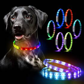 Gs Glowseen Gs008p Led Dog Collar - Color Changeable Light Up Collars Usb Rechargeable 15 Li