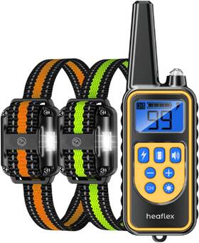 Heaflex 735935013343 Dog Shock Collar With Remote Training Adjustable For 2 Dogs Yellow