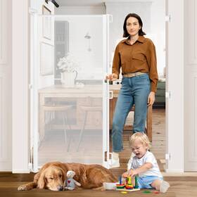 Heelalbaby Hh-a130 65ft Extra Tall Baby Gate Retractable Pet Indoor/outdoor 55ft Wide White