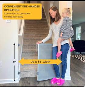 Homzassist Ha333 Retractable Baby Gates Dog Gate Stairs. 33 Inch Tall 55 Wide