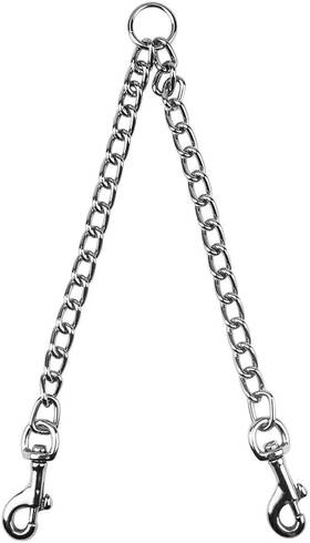 Hqdeal 787803253078 Metal Double Dog Lead - No Tangle Coupler Chain For Two Dogs Walking Train Inch