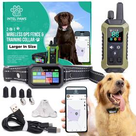 Intelipaws 199284966802 Invisible Gps Wireless Dog Fence System Collar 2-in-1 Remote Or App Cont