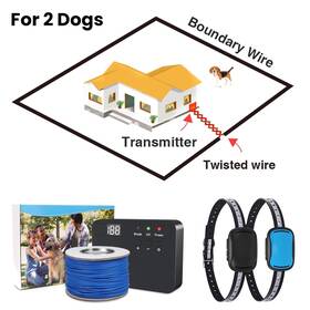 Jewyow 680358383170 Electric Dog Fence In-ground Radio With 2 Rechargeable Waterproof