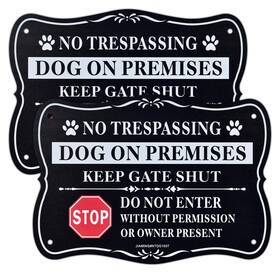 Jiaming Jm-ntdo1007-2 No Trespassing Dog On Premises Signs Keep Gate Shut Do Not Enter Sign 2 Pac