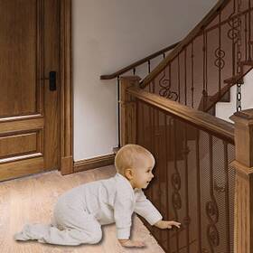 Jiftok 796103624020 Baby Gate For Stairs Banister Guard Kids Pets Toys 10ft L X 2