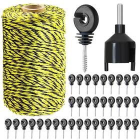 Kiouposy C321 656 Feet Electric Fence Polywire And 50 Pcs Insulator Portable