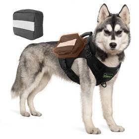 Kisfly Kf24098b-l Tactical Dog Harness With Reflective Material Adjustable Heavy-duty No Pull