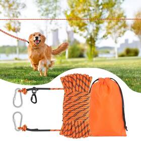 Kynara Rope-25ft-orange 25 Ft Dog Leash Long For Dogs Outside Tie Out Cable Lead Cam