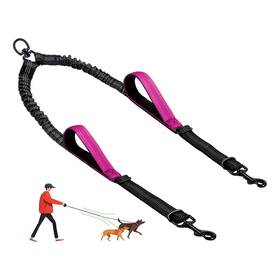Leosasa 1v2-y-fuchsia Double Dog Leash - No Tangle Splitter For Two Dogs Coupler With Ad... Fast Ship