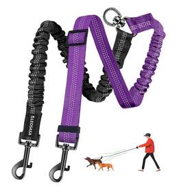 Leosasa Ex2l-blpurple Double Dog Leash - 360 Swivel Tangle Free Splitter Attachment 2 Dogs Multi
