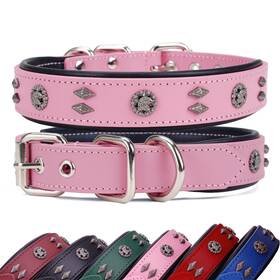 Loiiheii B15091 Premium Leather Dog Collar For Medium Dogs - 1.2-inch Wide Adjustable Soft Ha