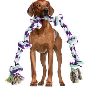Loncoldy Rh0012 Dog Rope Toy 42in 6 Knots Indestructible Natural Cotton - Tough Chew Toys For