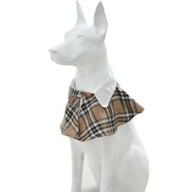 Mamore Mm-cb01 Dog Collar Bandana Plaid Adjustable Soft Small Khaki&white-2