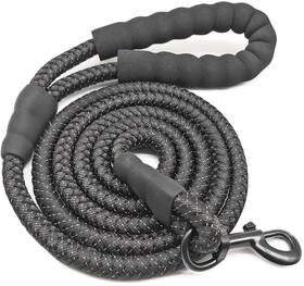 Mycicy 972254889714 Black Rope Dog Leash 6 Ft Reflective Heavy Duty Lead With Padded Handle