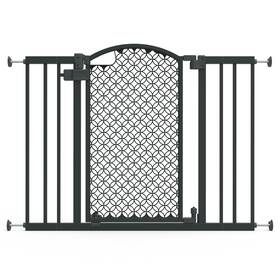 No 17015 Modern Home Walk-thru Safety Pet And Baby Gate Grey Openings From 30-60 Inch Wide