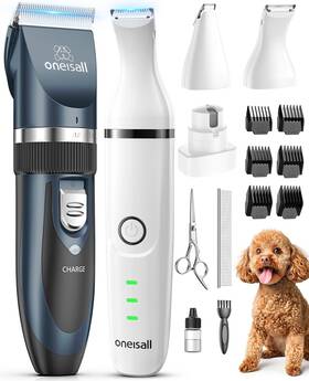 Oneisall P2n12 Dog Clippers And Paw Trimmer Kit 2 In 1 Low Noise Cordless C