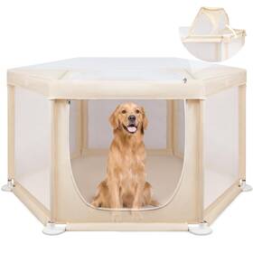 Paw Libero Pl-dp-01-s 58.3 Inch X58.3 X29.9 Large Dog Playpen Indoor Extra Tall Puppy With Rem