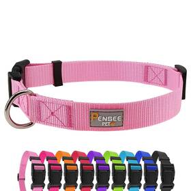 Penseepet 770240761626 Pink Dog Collar Basic Adjustable Collars For Puppy Small Medium Large