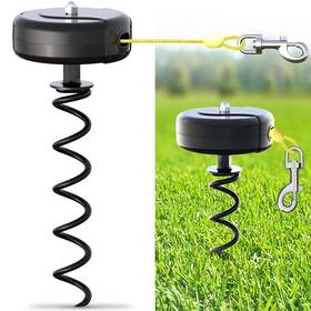 Pestairs Fc-0001 Dog Tie Out Cable And Stake 360 No Tangle Heavy Spiral Yard Retr