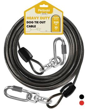 Petbobi Cp3442 Heavy-duty Dog Tie-out Cable - 30ft Extra Strong Wire For Large