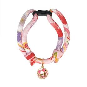 Petsokoo 656649309761 Four-leaf Clover Cat Collar With Bell Breakaway Buckle. Japanese Chirimen Cut