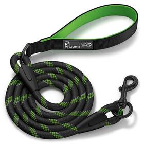 Petzana 060824650909 Green Dog Leash With Soft Padded Handle - 5 Ft Reflective Heavy Duty Rope
