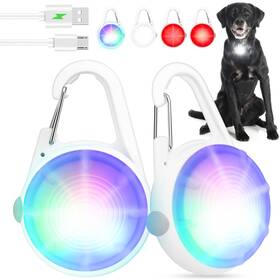 Poeey Pe-002 Dog Collar Light 2pack Led Rechargeable Clip On With Rgb Color Pet Harness Do
