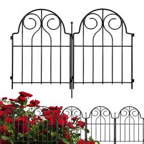 B2c-h007-19 Samamixx Decorative Garden Fence 19 Panels No Dig Metal Fencing 21ft L