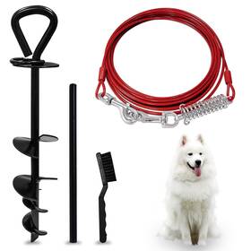 Shunai 779605308919 Dog Tie Out Cable And Stake - 30 Ft Heavy Yard Leash O Style For