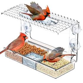 Suoxing S-0280 Acrylcc Window Bird Feeders With Strong Suction Cups For Viewing And B